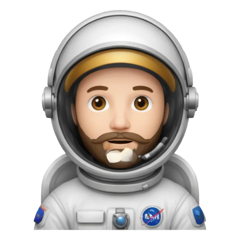 astronaut, white suit and helmet with beard sticker
