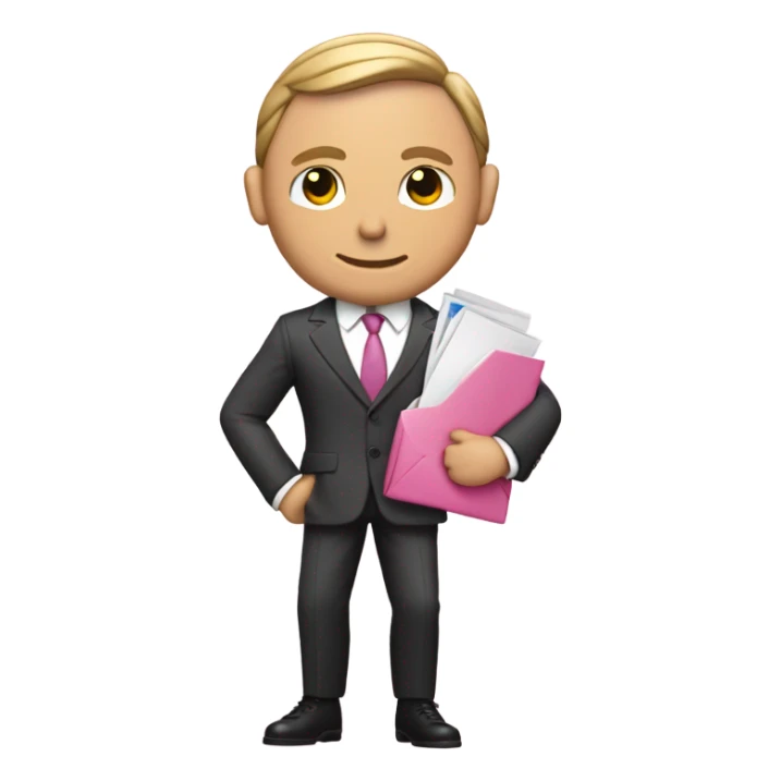 daniel kraig like jabes bond in pink suit carrying an email icon sticker