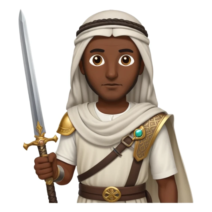 ancient Arab man with a sword on his shoulder sticker