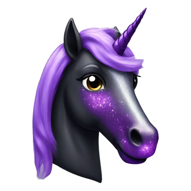 Black and purple sparkly unicorn  sticker