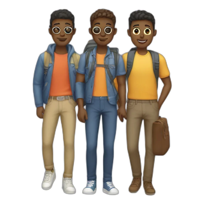 four gay friends traveling sticker