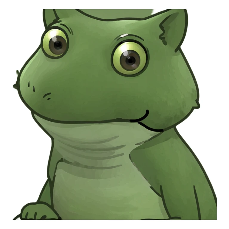 baby fox with big eyes bufo frog meme style sticker