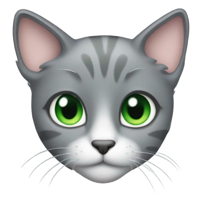 Grey cat with green eyes with heart pin sticker