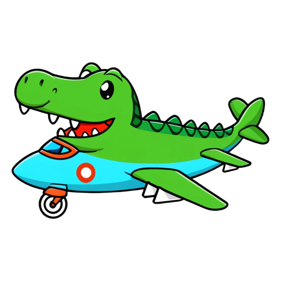 A airplane that has a face of a crocodile ￼ sticker