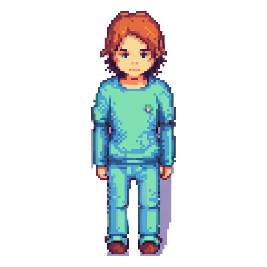 a person dissociating, pixel art style sticker