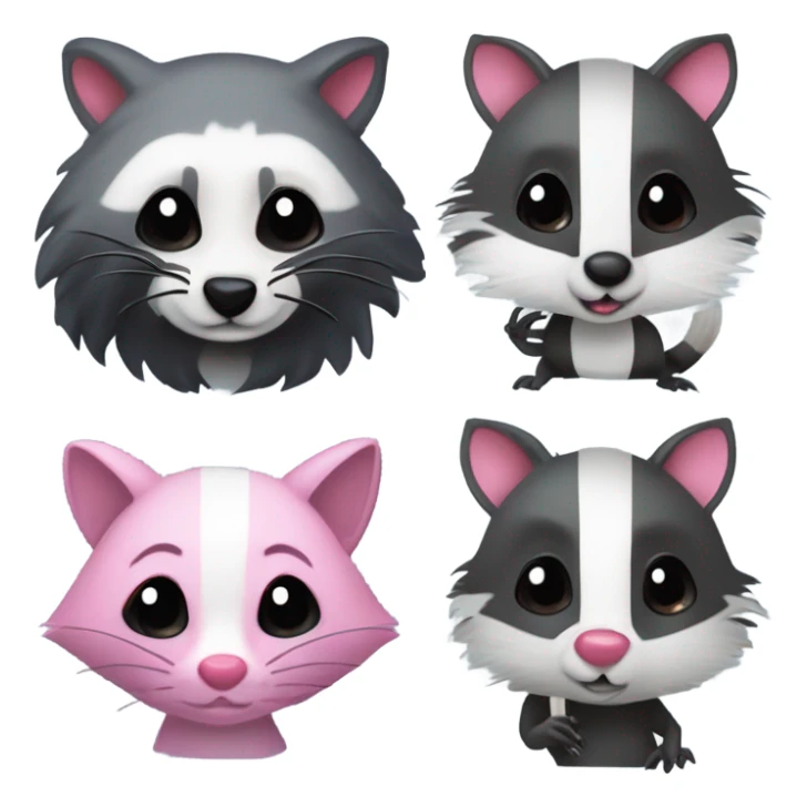 Raccoon and opossum and skunk  sticker