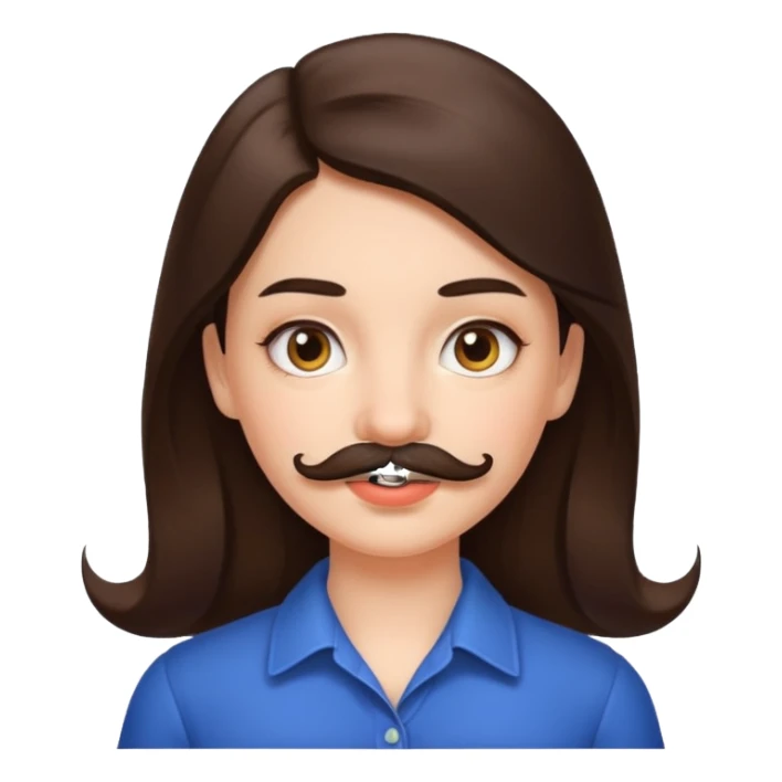 brunette girl with a mustache  sticker