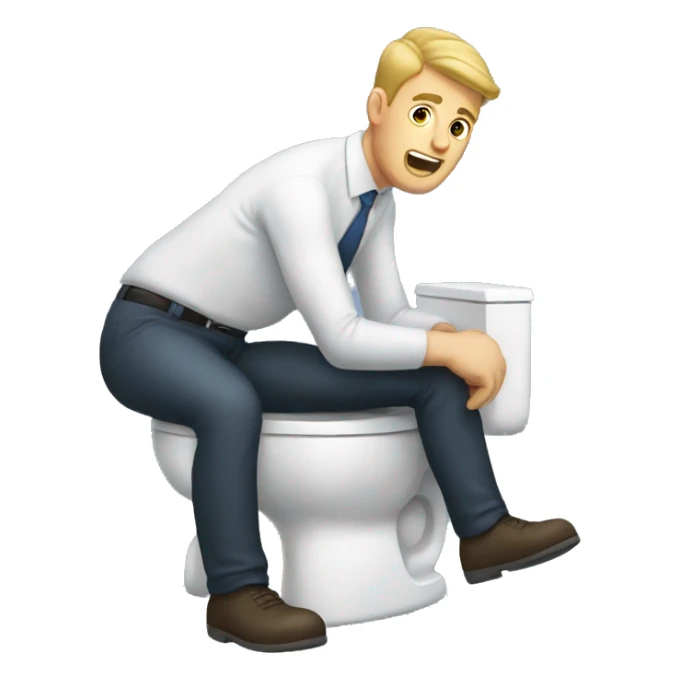 White man on toilet at work sticker