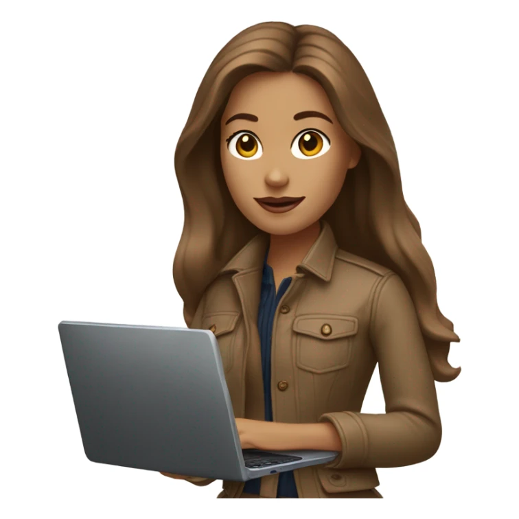 Brown hair Ralph Lauren woman working with lap top sticker