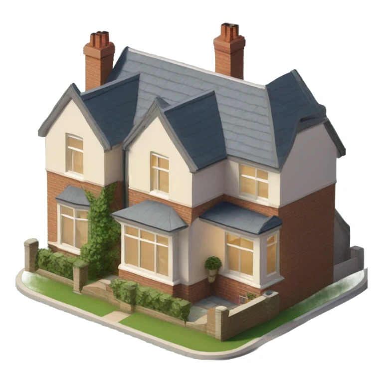 isometric 1930's 3 bedroom english house sticker