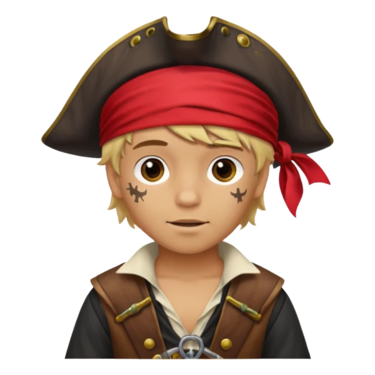 light brown Hispanic boy with blond hair that is dressed as a pirate sticker