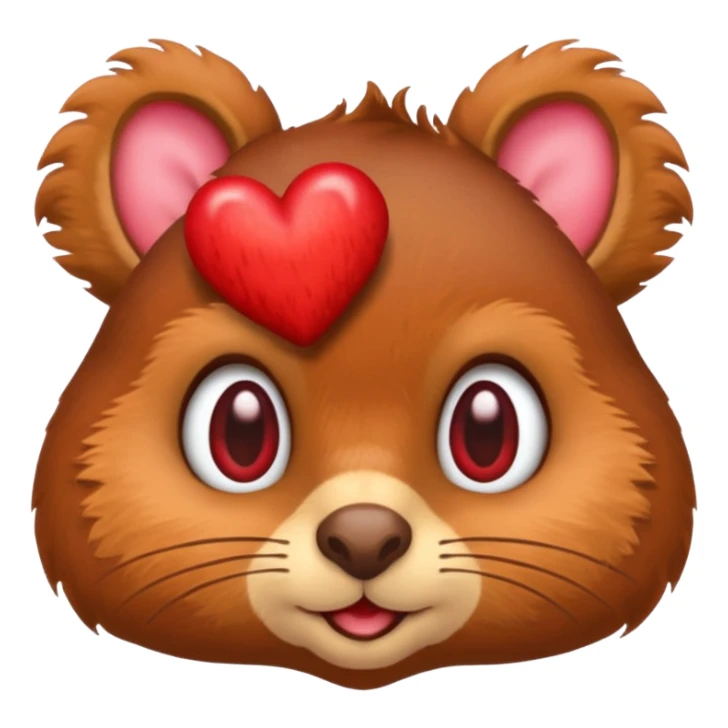 squirrel face emoji with both eyes as red hearts, apple emoji style, no text sticker