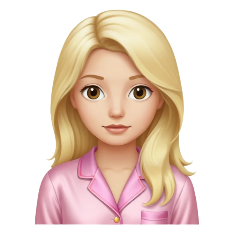 Blonde long hair lady in light pink silk pijamas sticker