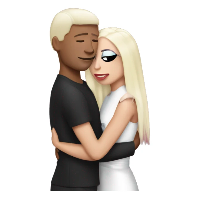 lady gaga with a male fan hugging eachother  sticker