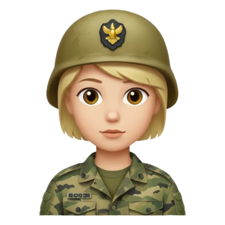 a soldier with short blonde hair in camo sticker