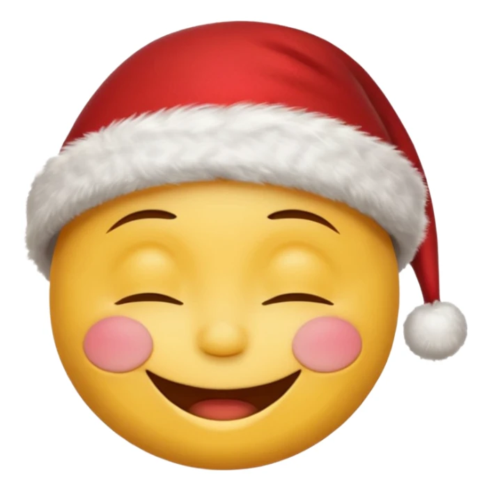smiley face with closed eyes in a red Christmas hat sticker