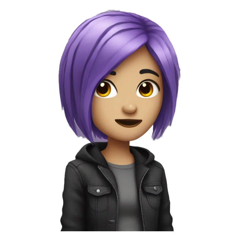 emo girl with purple hair sticker