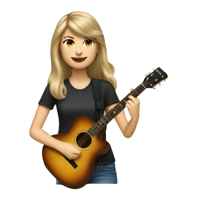 Taylor swift with long straight hair playing guitar  sticker