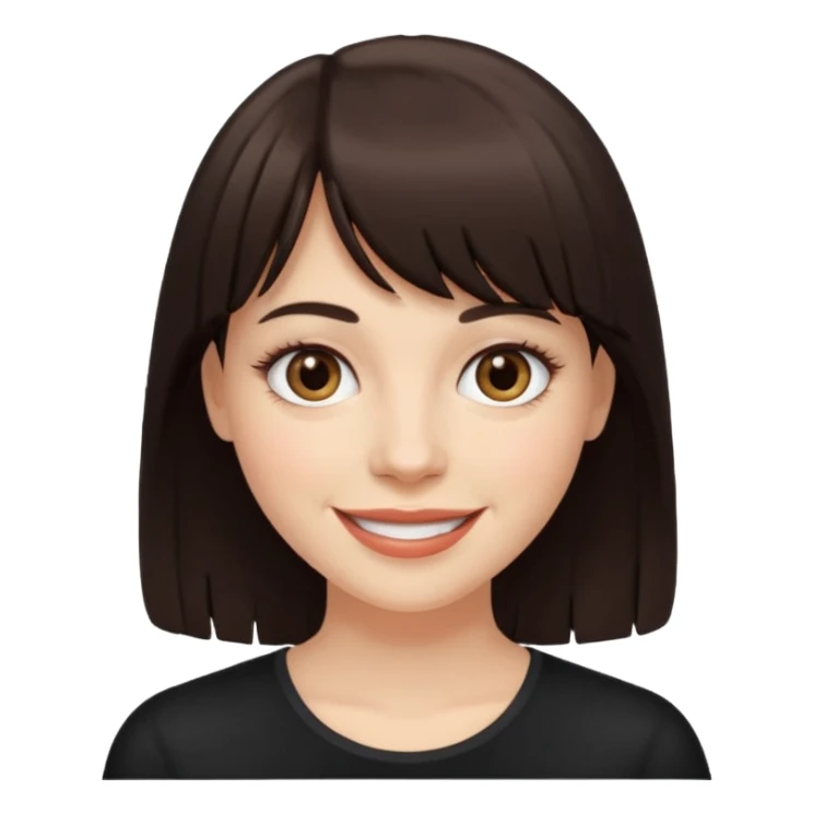 White smiling women with a dark brown fringe sticker