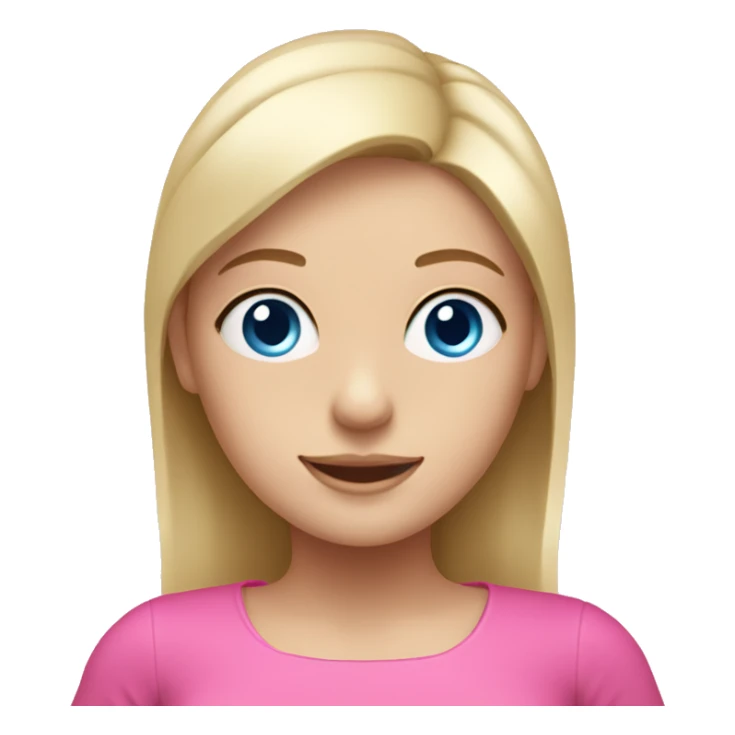 Blonde girl with blue eyes with a pink Pilates mat sticker