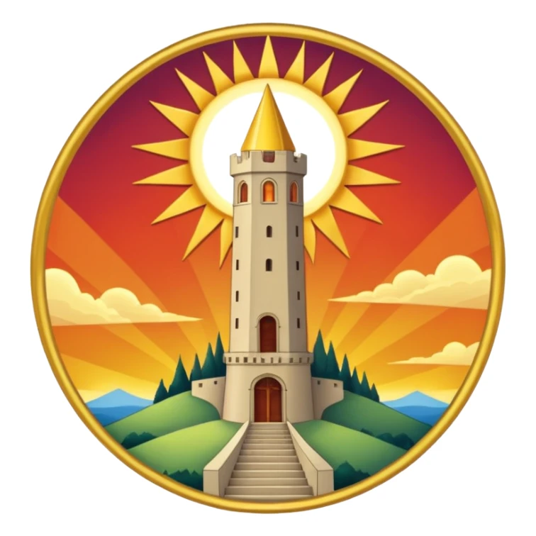 The tower tarot card lighting on one side and sun one side sticker