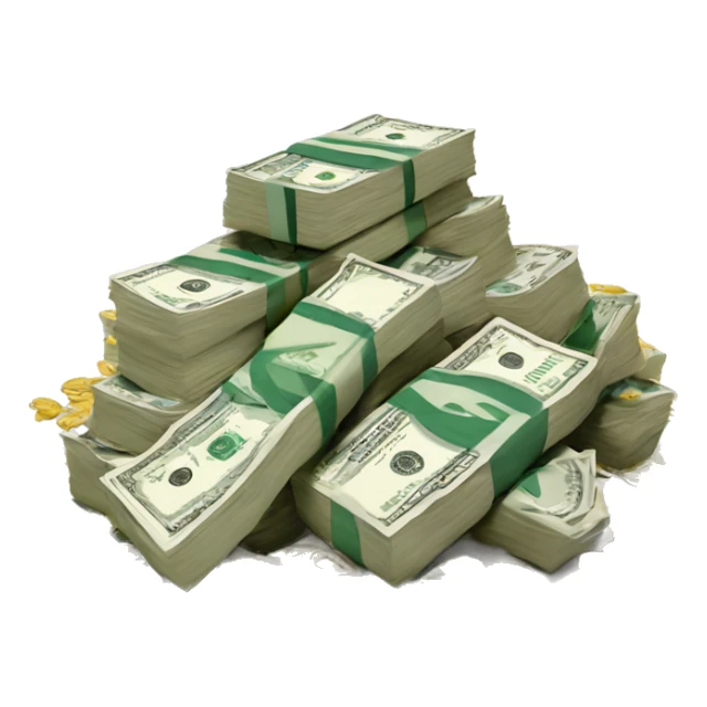 pile of cash with a graph going downwards before it sticker