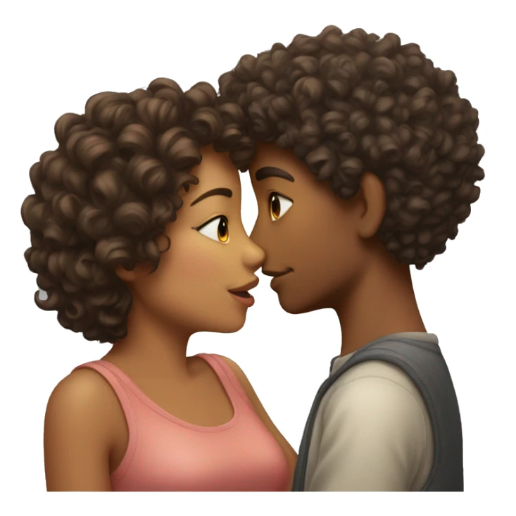 curly-haired boy kisses a girl sticker