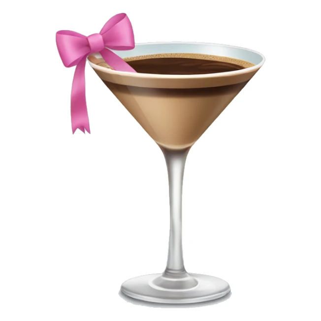 Espresso martini with a pink bow wrapped around the stem of the martini glass sticker