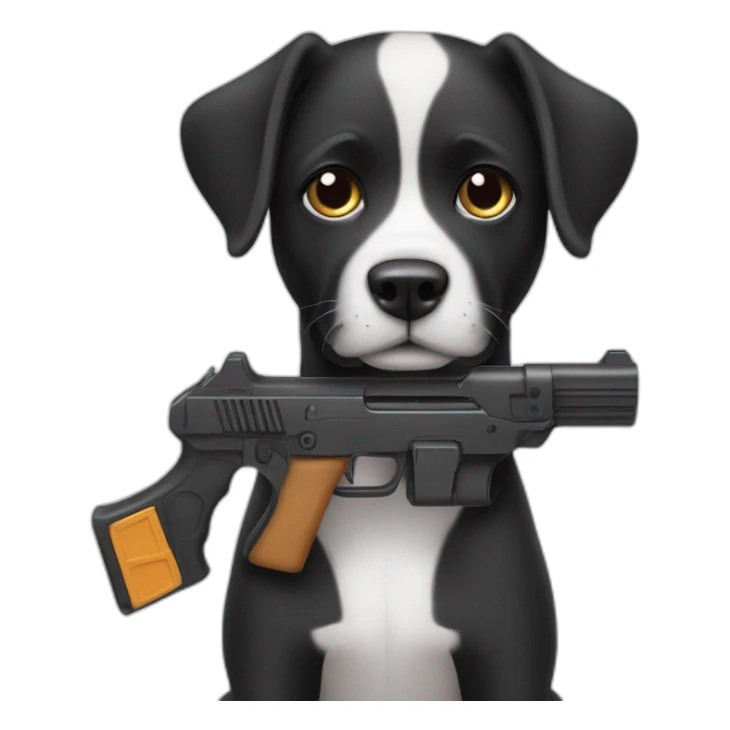 I’m not happy dog having a plastic gun black ￼ sticker