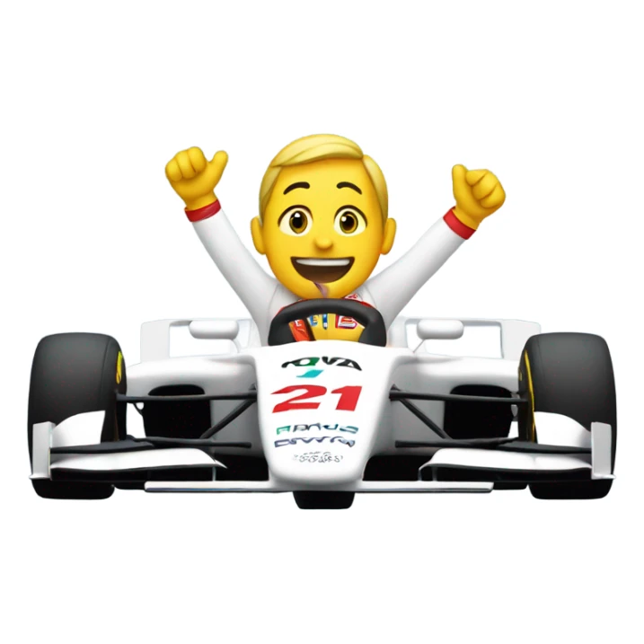 person celebrating in a formula 1 car  sticker