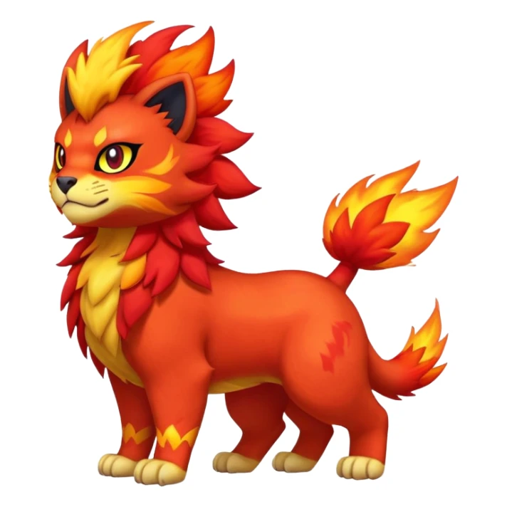 Pyroar-Litten-Fakémon-hybrid-creature (full body)  sticker