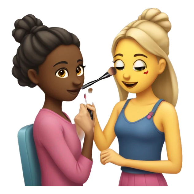 "A girl doing makeup on her friend." sticker