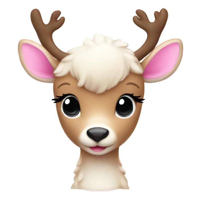 Cute beige baby reindeer white and pink sticker