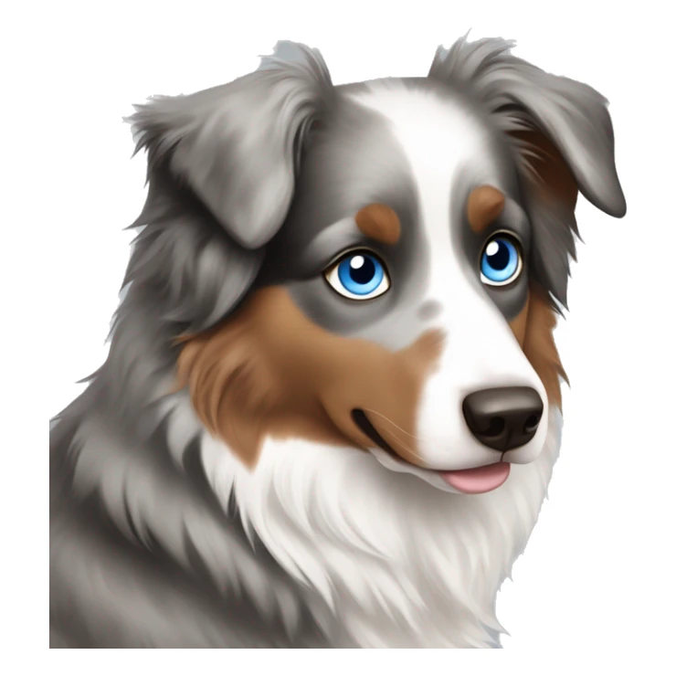 Australian shepherd with a blue eye and brown eye. With gray, black and white hair sticker