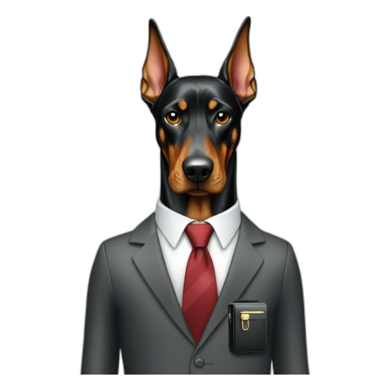 Doberdore dog in tie and with briefcase sticker