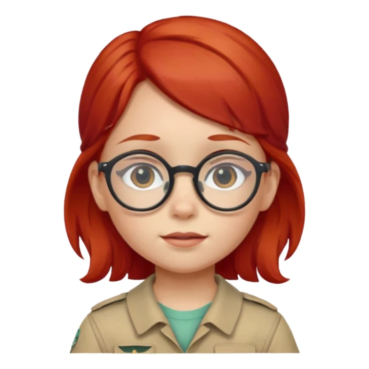 scout girl little with glassess and red hair sticker
