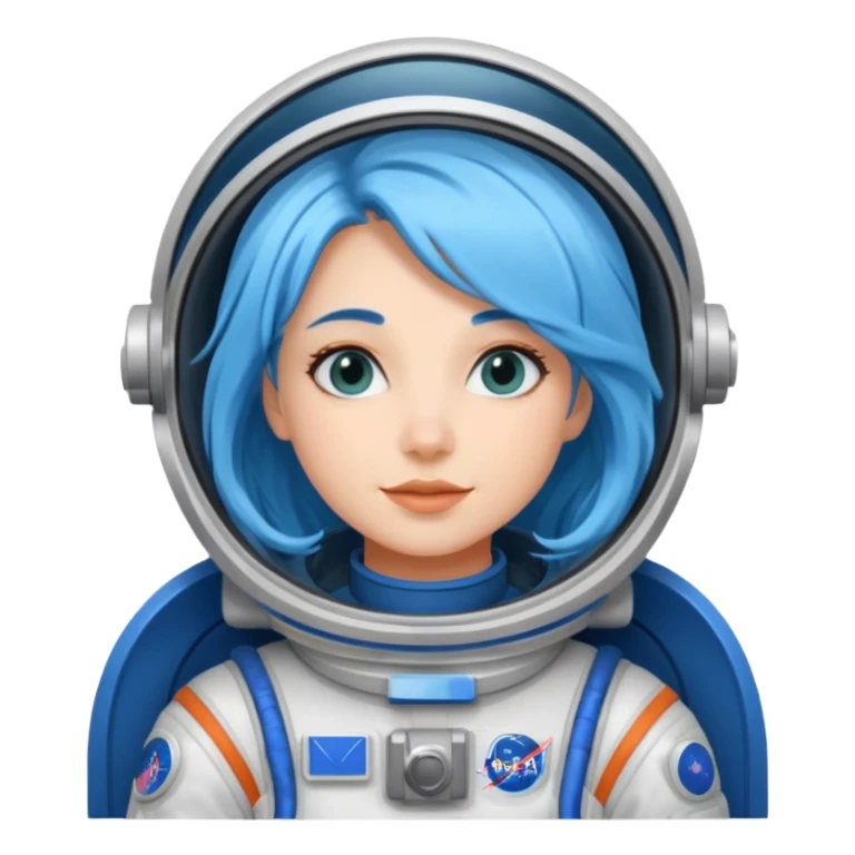 Female astronaut with long blue hair sticker