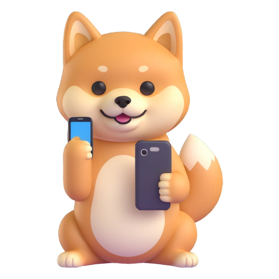 shiba inu holding a phone sticker