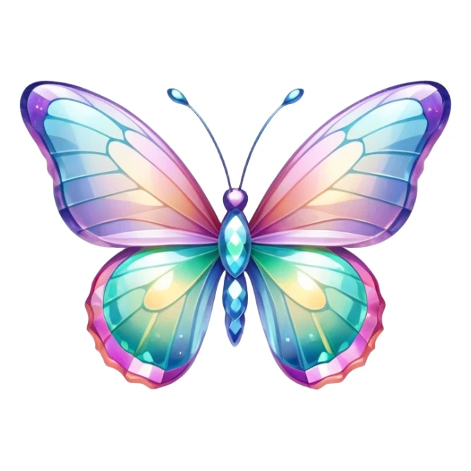 Pastel sparkly glittery iridescent rainbow glass crystal butterfly sticker