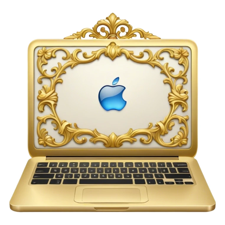 Laptop with rococo style sticker