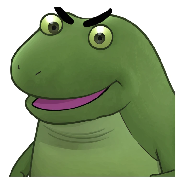 Make a dinosaur that looks like Barney, but it is green sticker