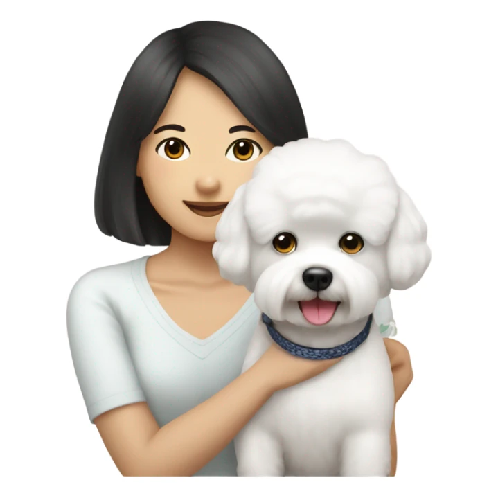 A cute bichon frise & an Asian woman  sticker