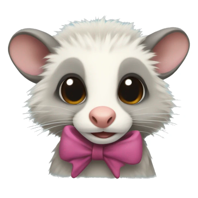 An opossum with a bow on its head sticker