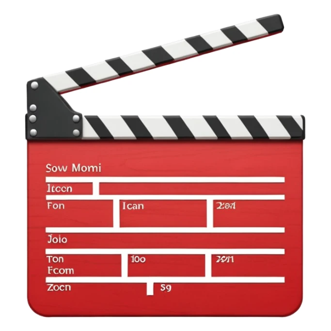 red clapperboard used in filmmaking, cute and stylish design sticker