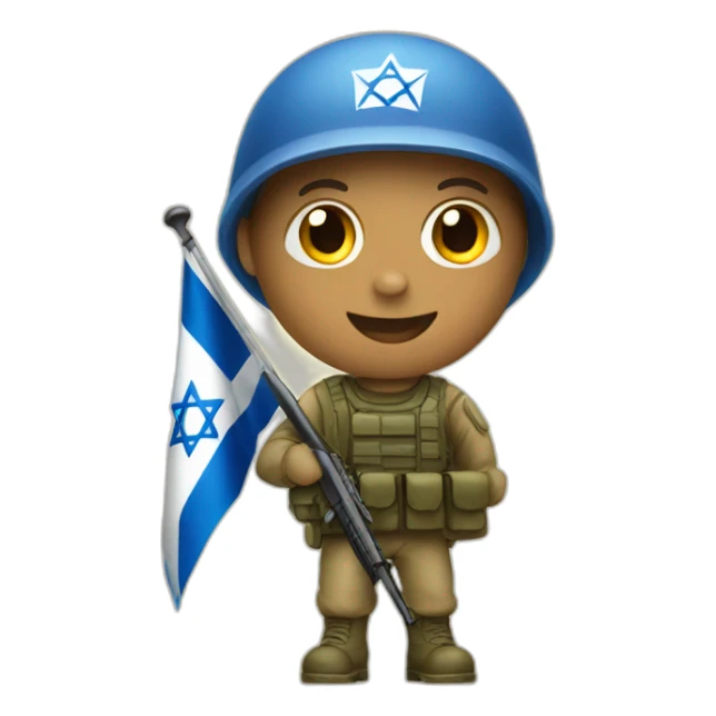 A soldier holding an Israeli flag sticker