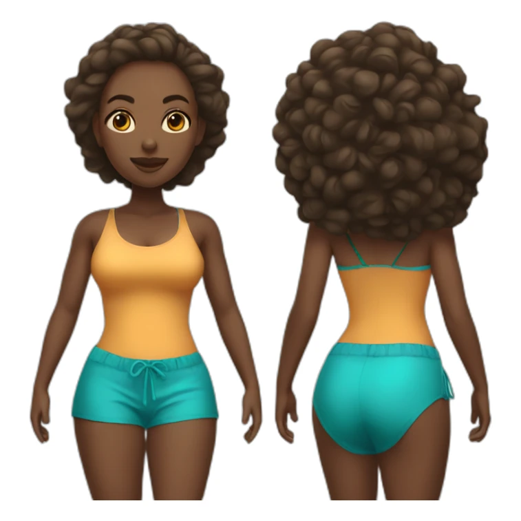 black woman all body, standing, beach suit sticker