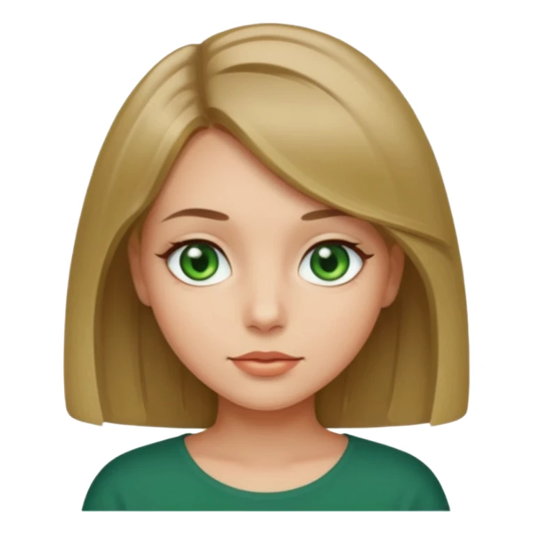 fille avec un carre long et blond fonce aux yeux verts  sticker