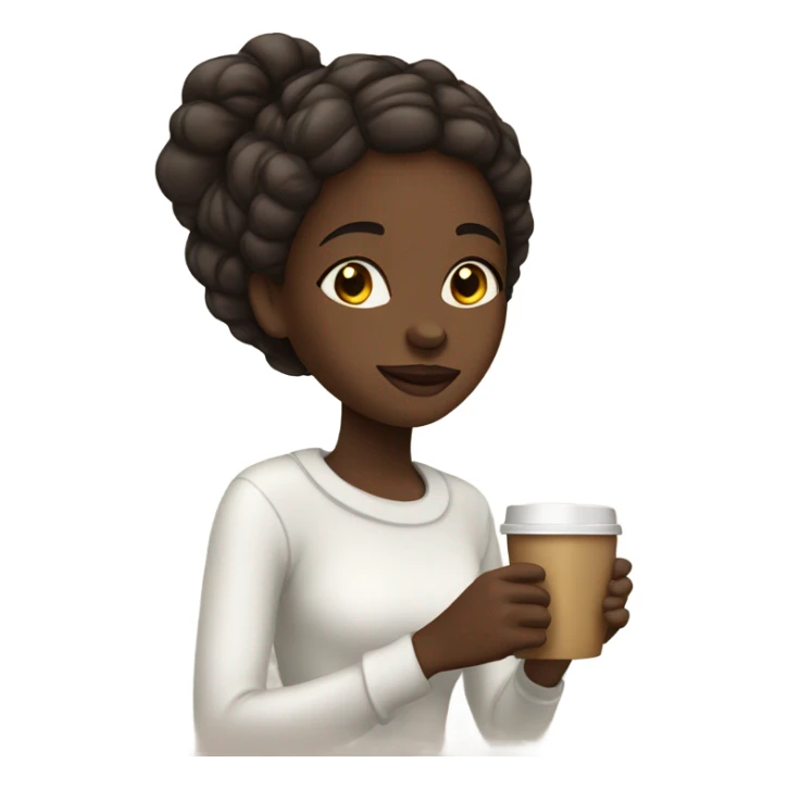 African girl Girl who wears a white Pullover and Drinks coffee sticker