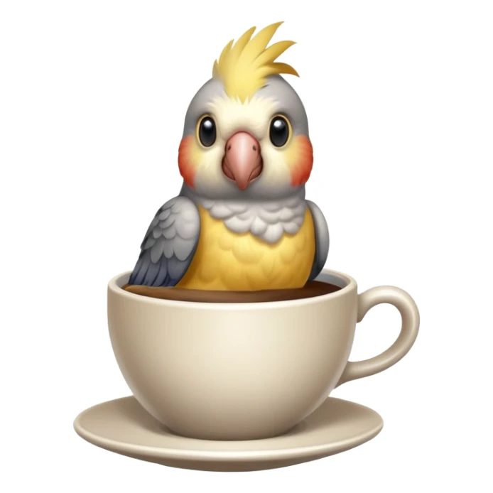 cockatiel parrot in a cup of coffee sticker