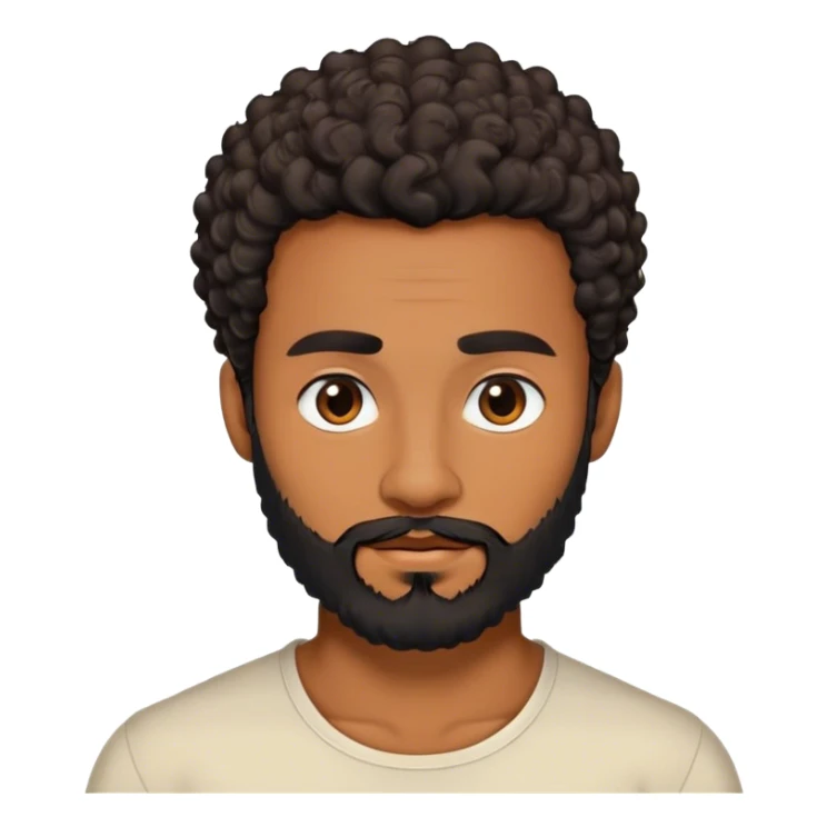 duk with warm brown skin, short curly black hair, neatly trimmed beard, sharp jawline sticker